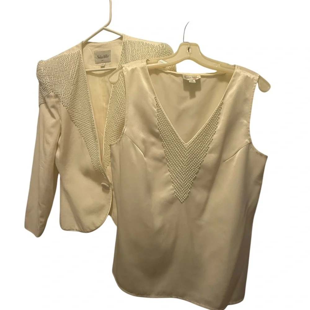 Nolan Miller Cream Beaded Ensemble. Vintage is scarce to find